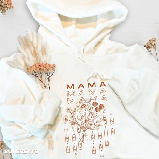Custom Mama Hoodie With Personalized Kid's Names Hoodie Mother's Day Hoodie Perfect Gift For Mama Hooded Sweatshirt Floral Hoodie For Mom
