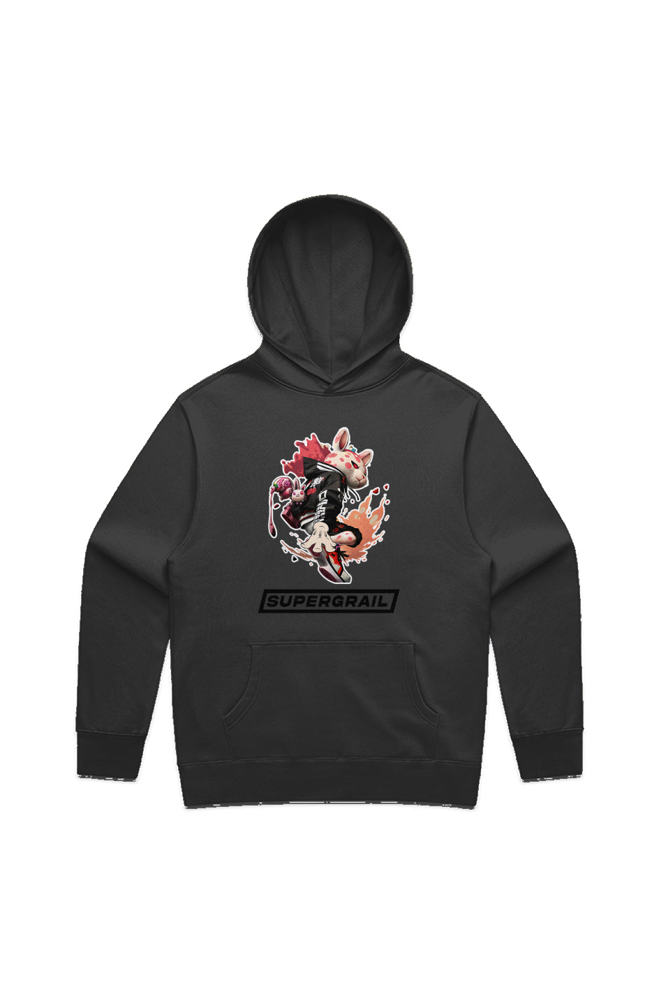 Supergrail Flying Bunny Relaxed Hoodie (Black)